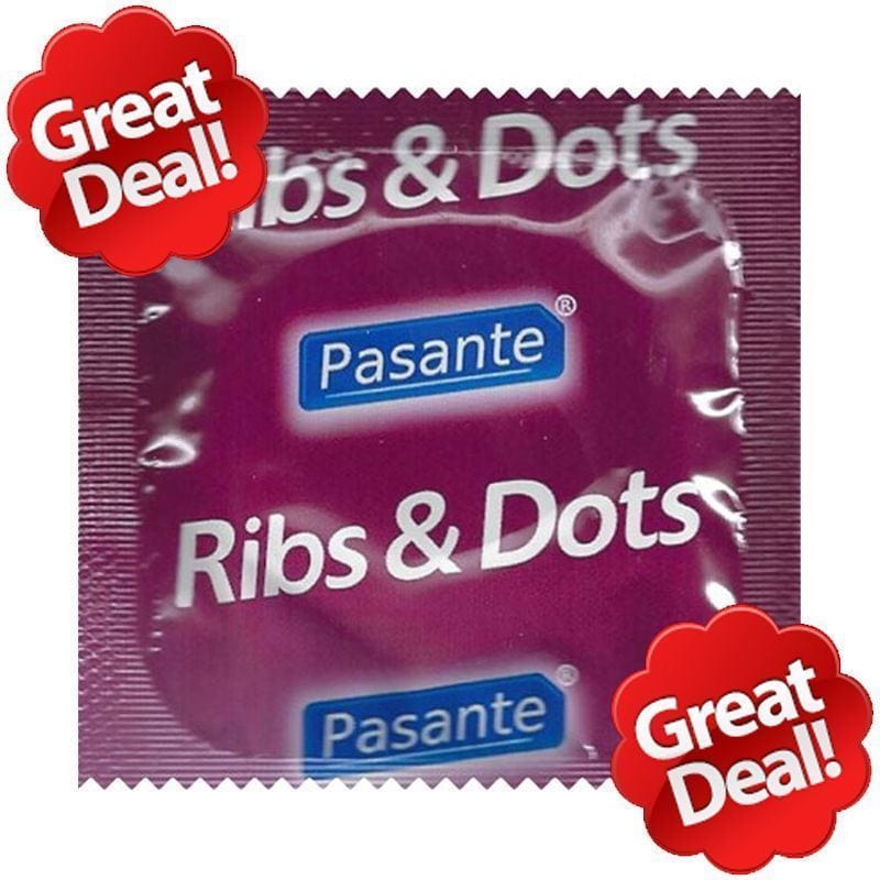 Pasante Condoms Intensity Ribbed Ribs & Dots CE Marked Vegan Friendly - Spanksy