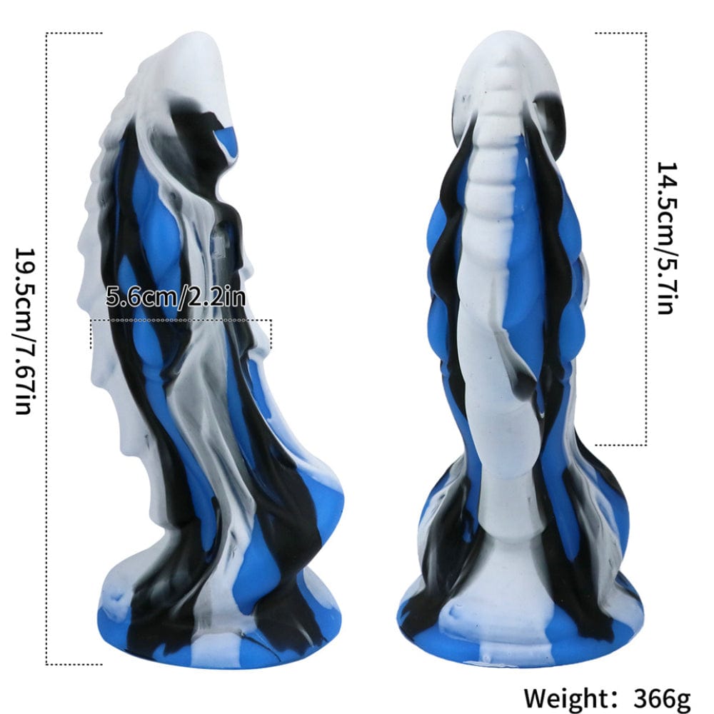 Dragon Dildo Sex Toy Fantasy Premium Silicone 7.5 Inches Anal Black & Blue - Spanksy