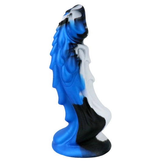 Dragon Dildo Sex Toy Fantasy Premium Silicone 7.5 Inches Anal Black & White - Spanksy