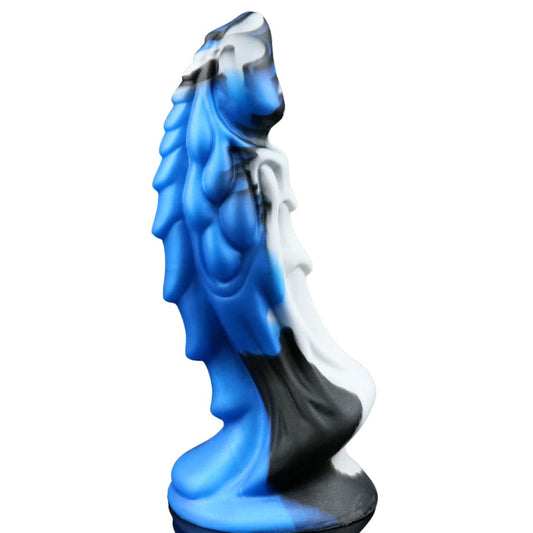 Dragon Dildo Sex Toy Fantasy Premium Silicone 7.5 Inches Anal Black & White - Spanksy