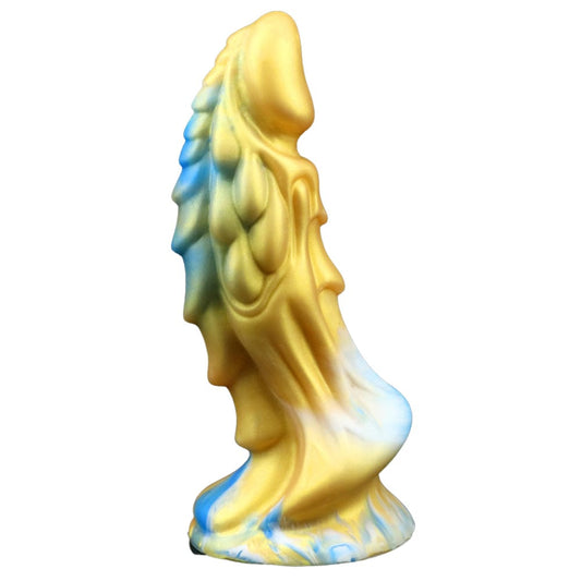 Dragon Dildo Sex Toy Fantasy Premium Silicone 7.5 Inches Anal Gold & Blue - Spanksy