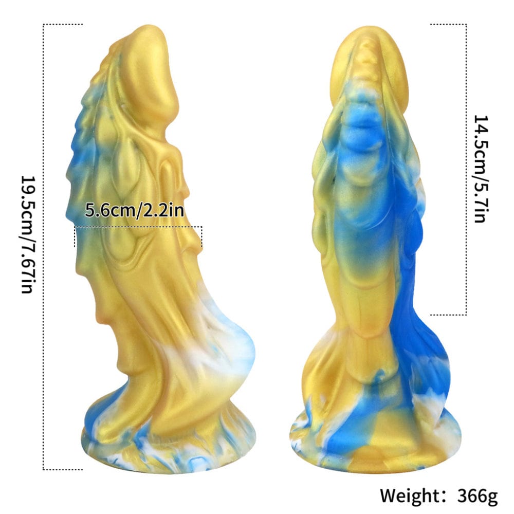Dragon Dildo Sex Toy Fantasy Premium Silicone 7.5 Inches Anal Gold & Blue - Spanksy