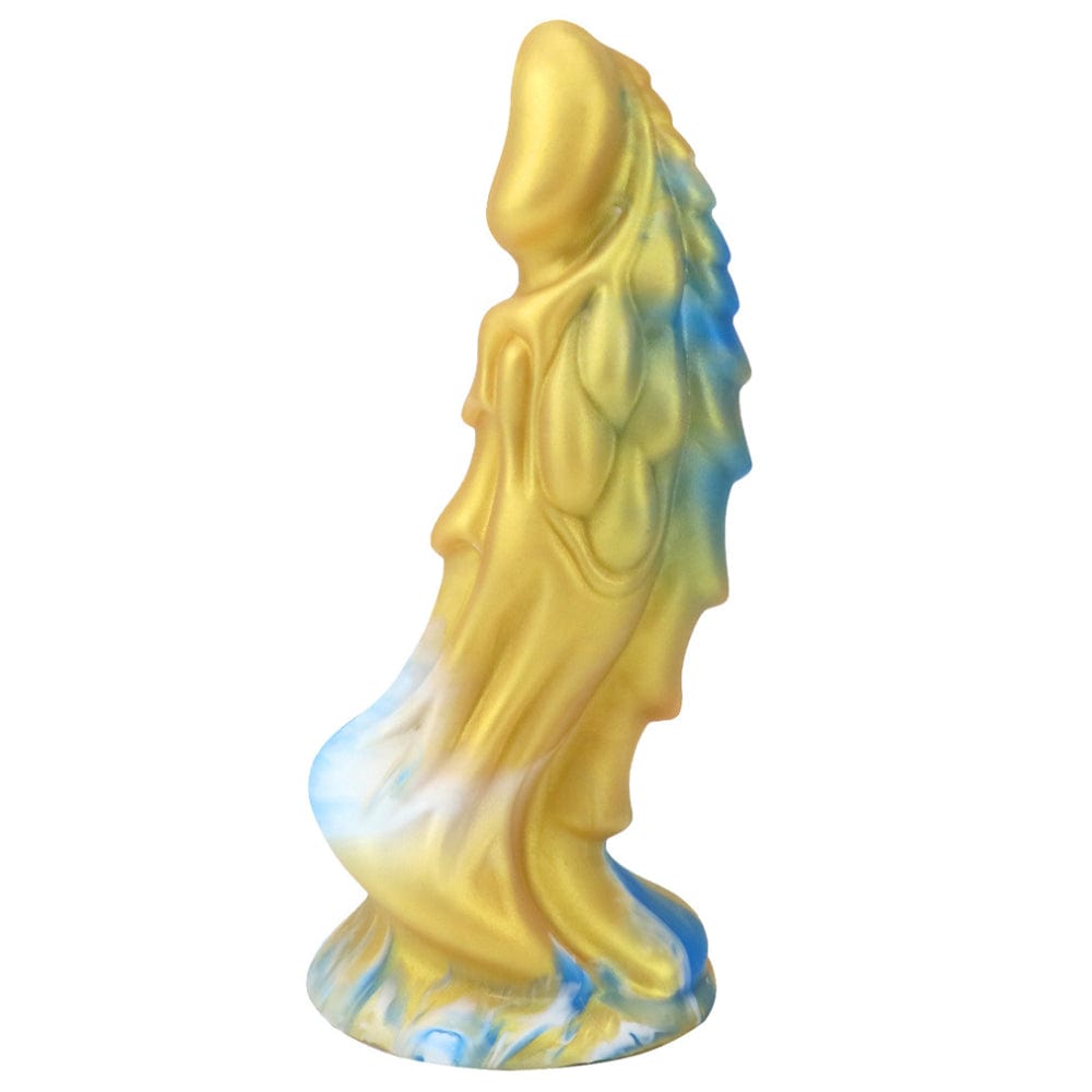 Spanksy Fantasy Dildos Dragon Dildo Sex Toy Fantasy Premium Silicone 7.5 Inches Anal Gold & Blue