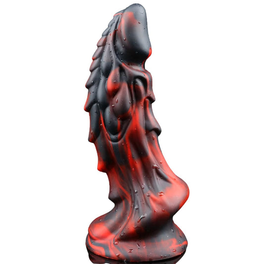 Dragon Dildo Sex Toy Fantasy Premium Silicone 7.5 Inches Anal Red & Black - Spanksy