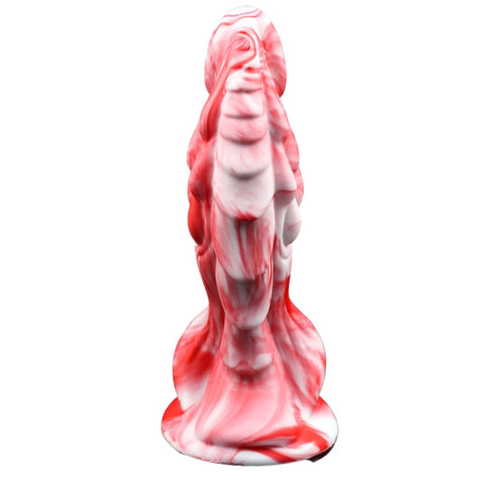 Dragon Dildo Sex Toy Fantasy Premium Silicone 7.5 Inches Anal Red & White - Spanksy