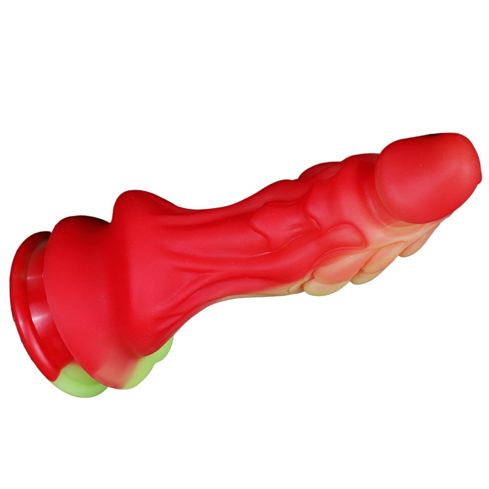 Fantasy Flame Dragon Dildo Sex Toy Premium Silicone Red & Yellow 8 Inches - Spanksy