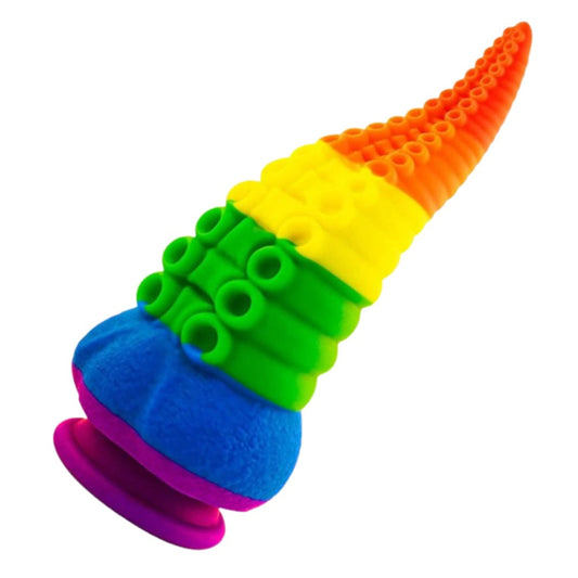Pride Monster Rainbow Tentacle Dildo 8 Inch Suction Cup Base - Spanksy