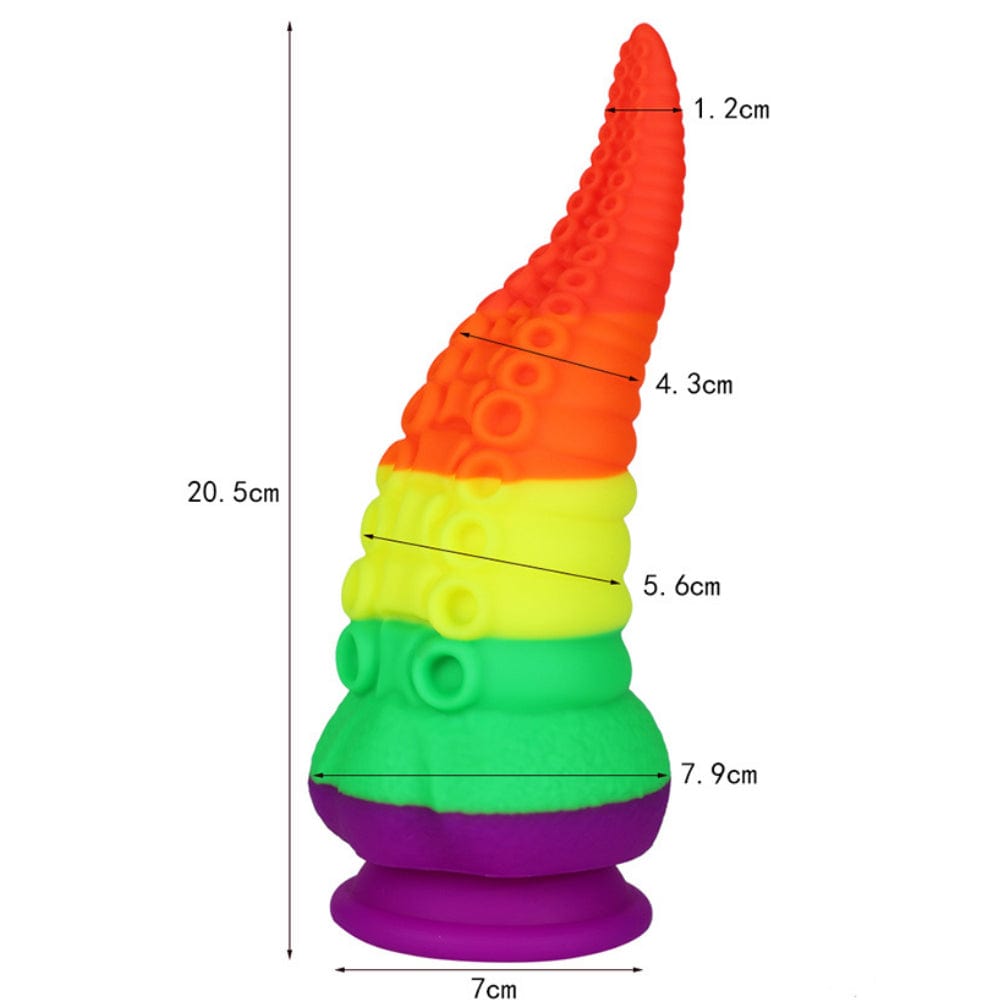 Pride Monster Rainbow Tentacle Dildo 8 Inch Suction Cup Base - Spanksy