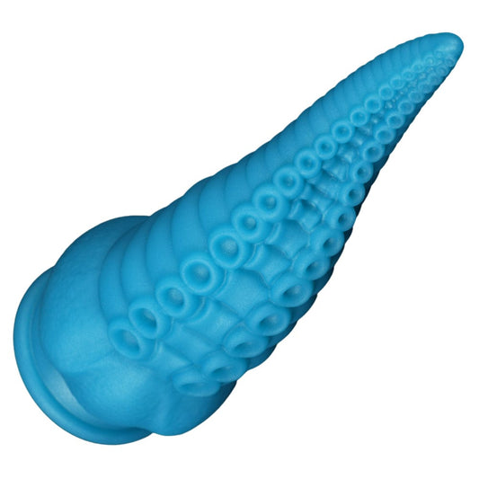 Tentacle Dildo 8" Textured Suckers Suction Base Dildo Silicone Blue - Spanksy