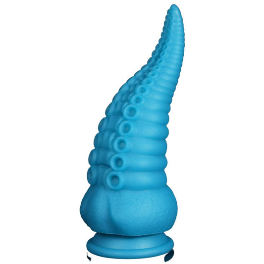 Tentacle Dildo 8" Textured Suckers Suction Base Dildo Silicone Blue - Spanksy