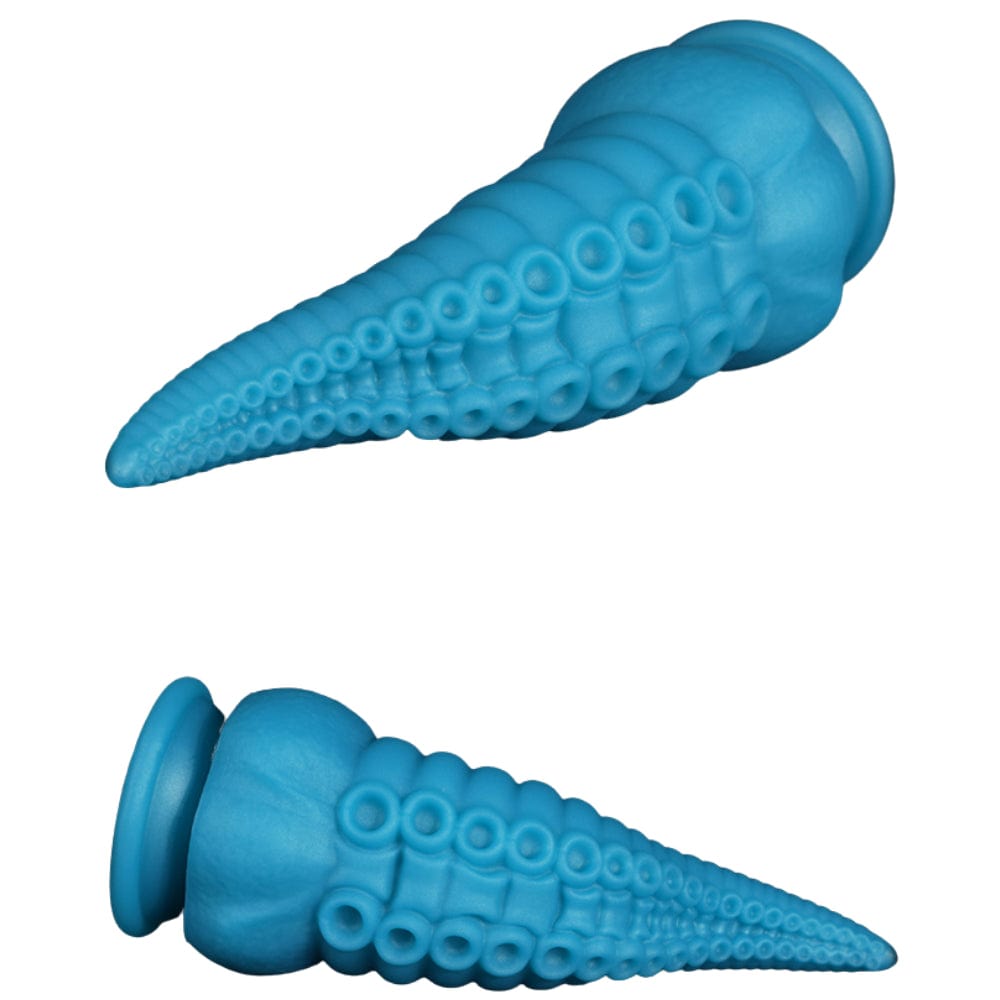Tentacle Dildo 8" Textured Suckers Suction Base Dildo Silicone Blue - Spanksy