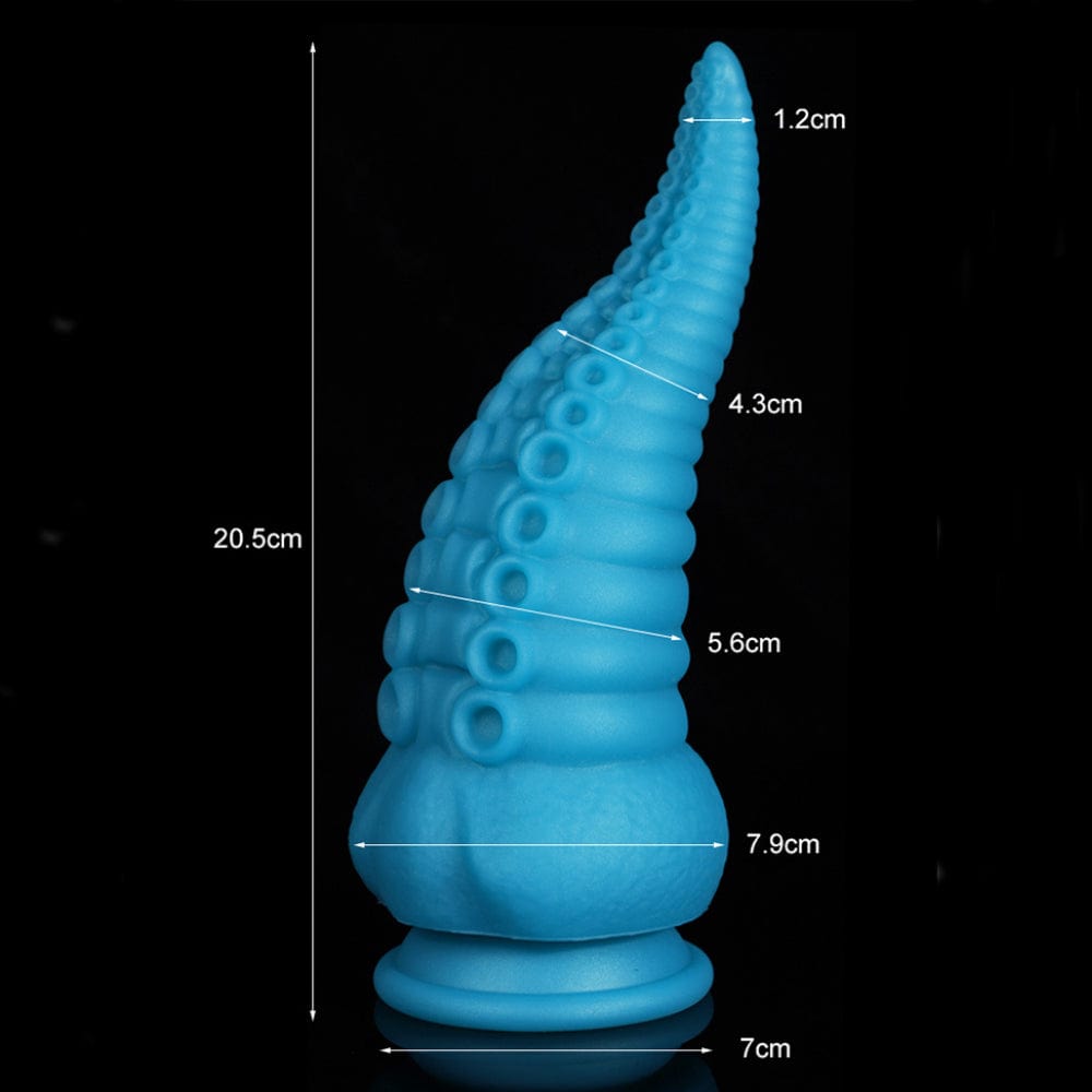 Tentacle Dildo 8" Textured Suckers Suction Base Dildo Silicone Blue - Spanksy