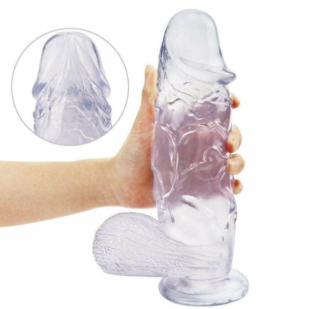 Huge Dildo Sex Toy XL Size Thick Girthy Clear Dildo Strap On - Spanksy