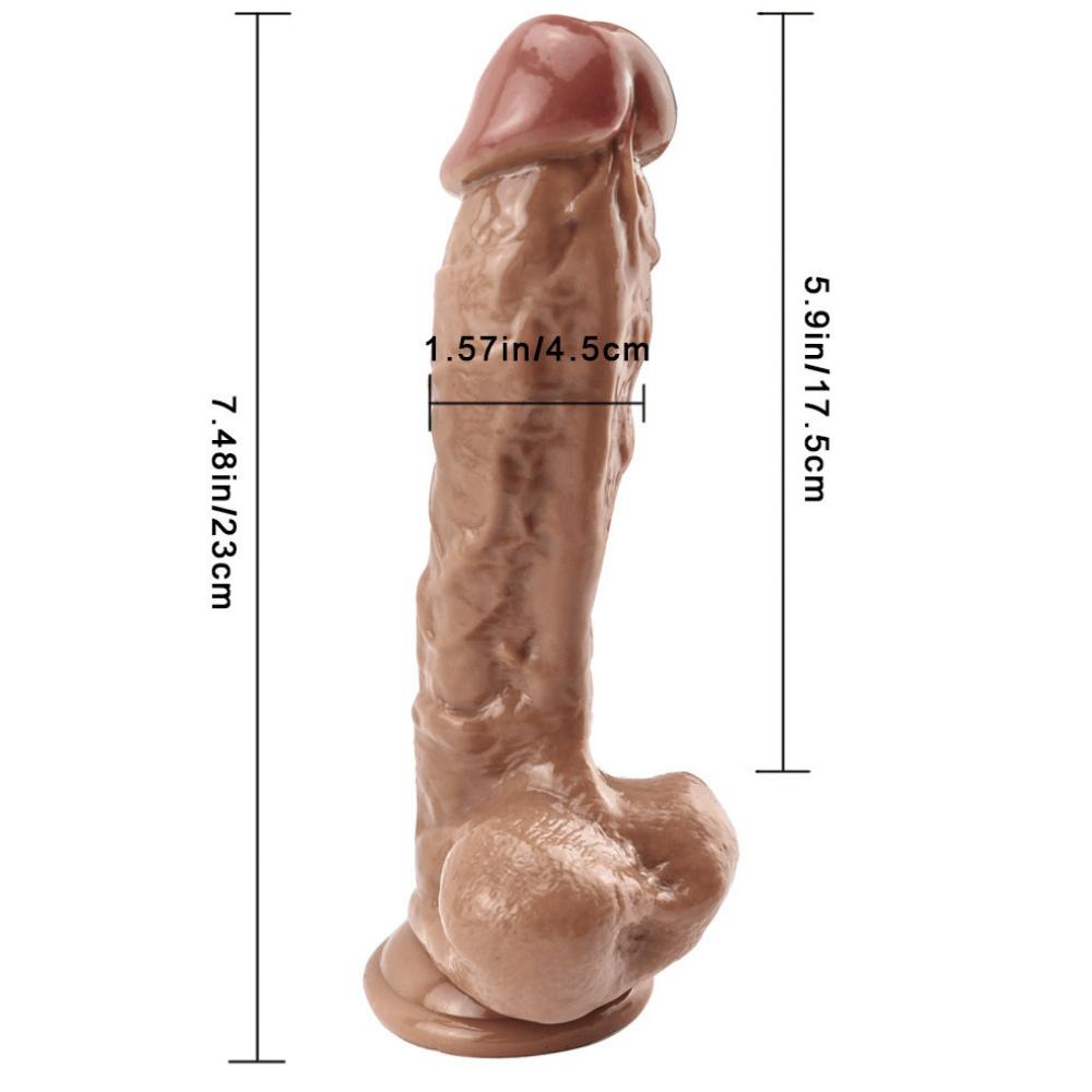 Spanksy Realistic Dildos Big 9 Inch Realistic Dildo | Strap On Compatible | Thick Heavyweight | Light Brown