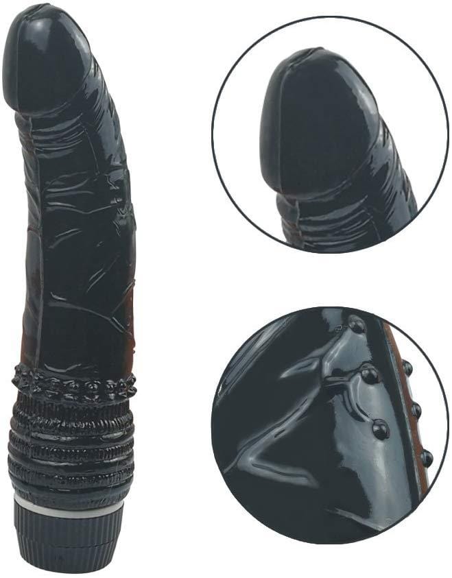 Spanksy Realistic Vibrators Spanksy 7.5" Realistic Jelly Vibrator Black