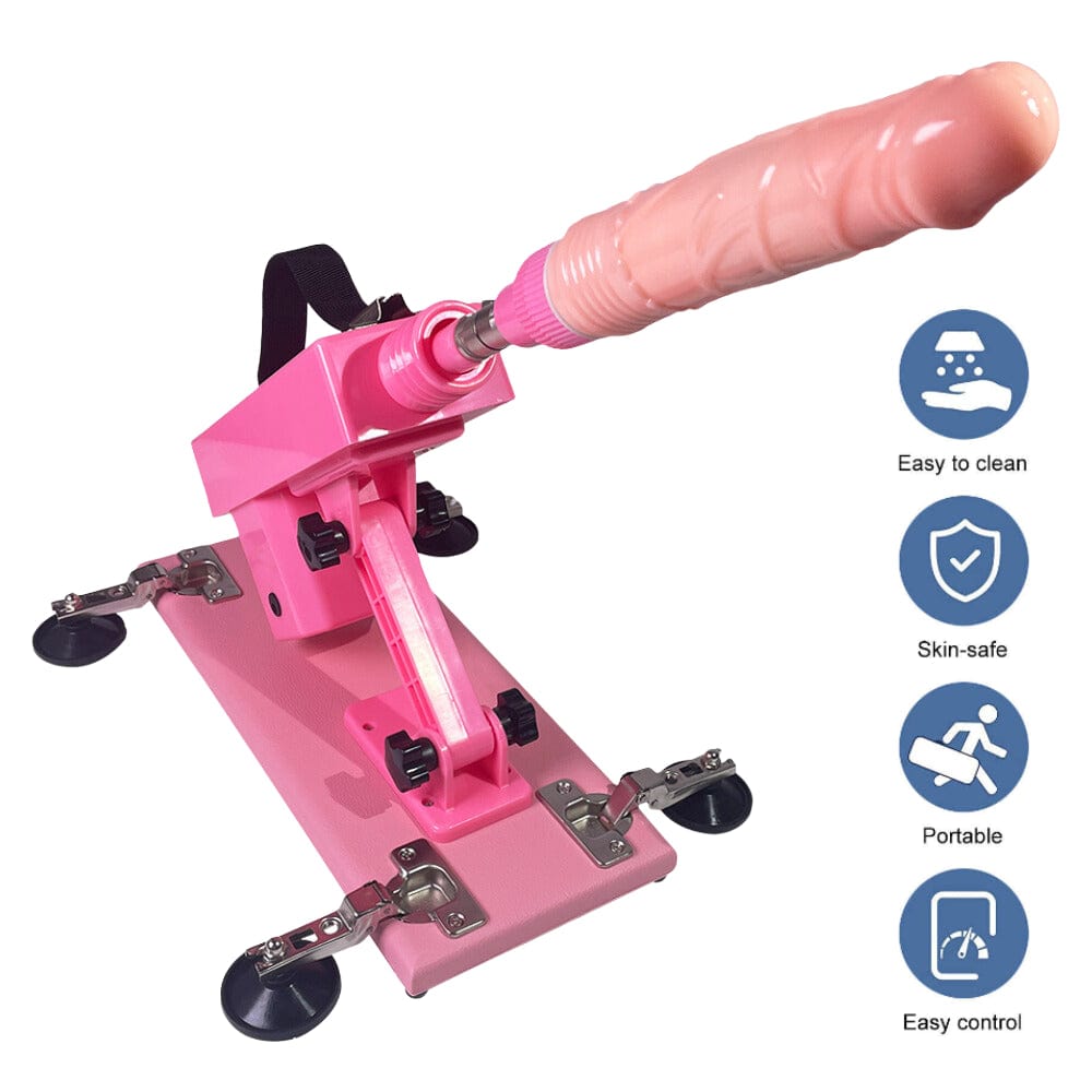 Automatic Sex Machine Gun Pink Portable Vibrator Attachments UK Plug - Spanksy
