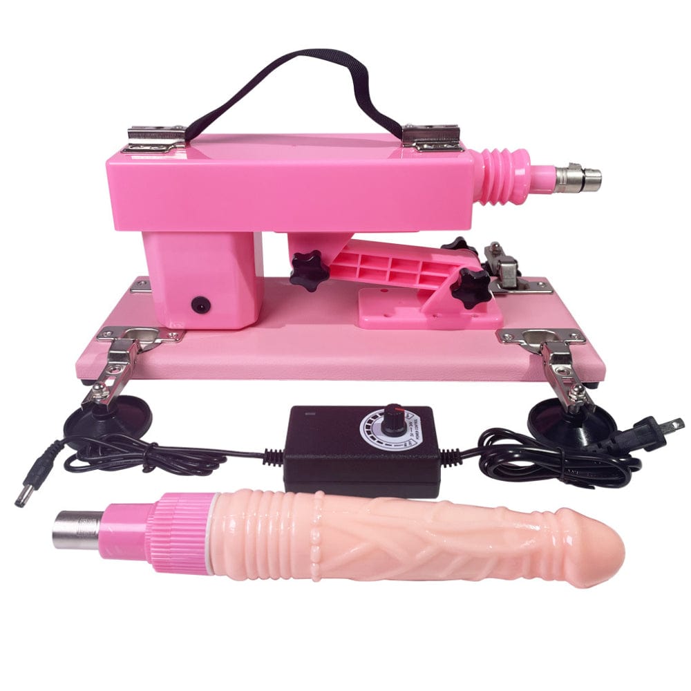 Automatic Sex Machine Gun Pink Portable Vibrator Attachments UK Plug - Spanksy