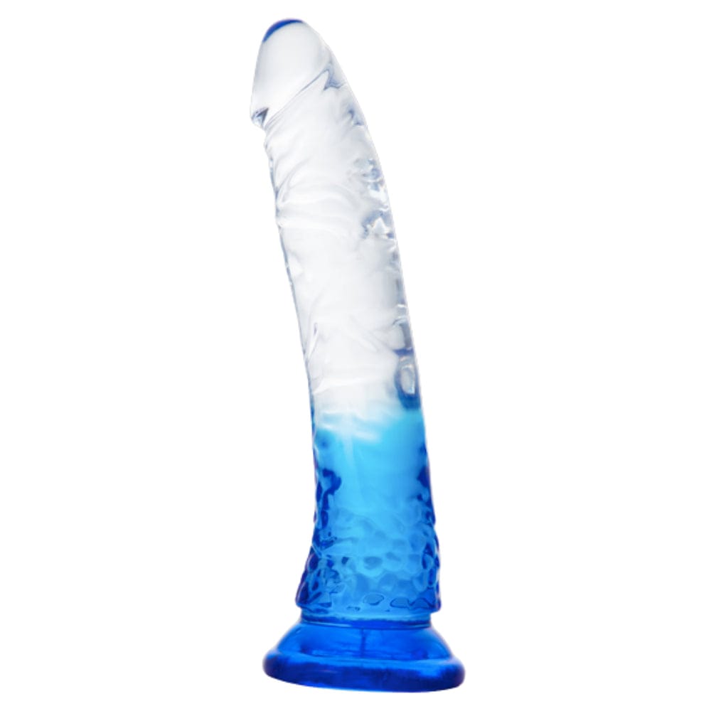 Spanksy Strap On Dildos Clear Faded Blue 8.5 Inch Strap-On Dildo with Veined Shaft and Strong Suction Base
