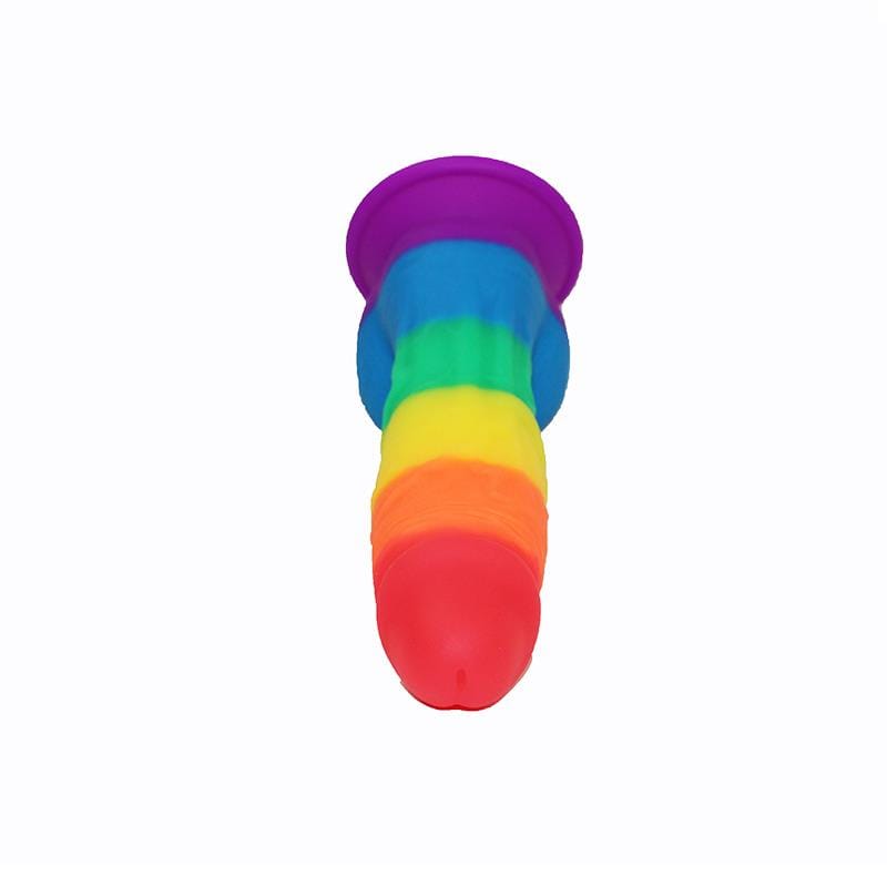 Pride Rainbow Dildo Sex Toy Suction Cup Strap On Silicone Dildo 7.5 Inch - Spanksy