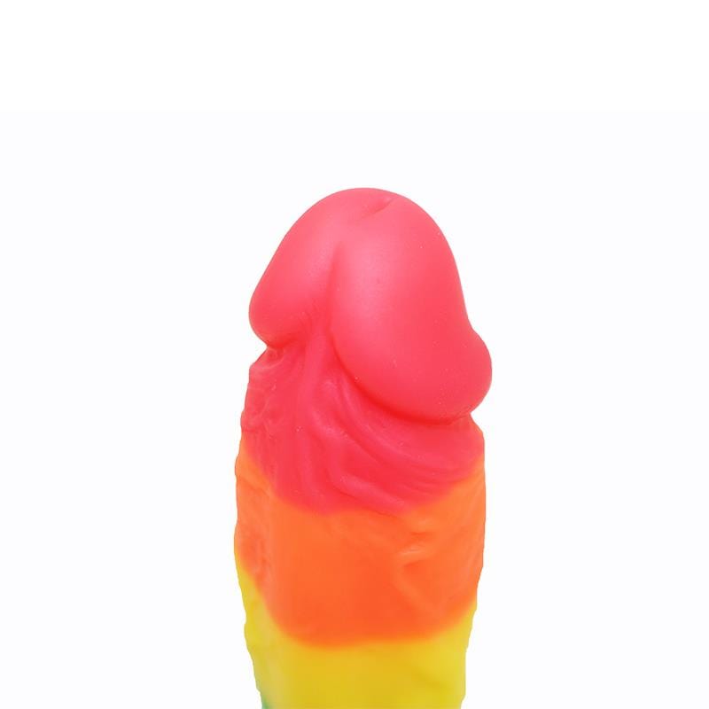 Pride Rainbow Dildo Sex Toy Suction Cup Strap On Silicone Dildo 7.5 Inch - Spanksy