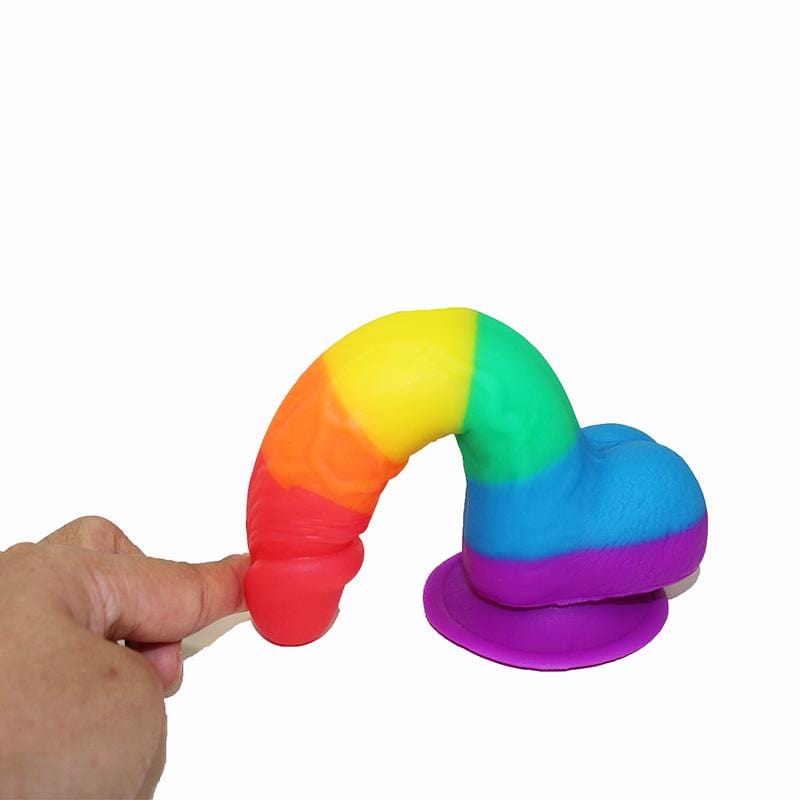 Pride Rainbow Dildo Sex Toy Suction Cup Strap On Silicone Dildo 7.5 Inch - Spanksy