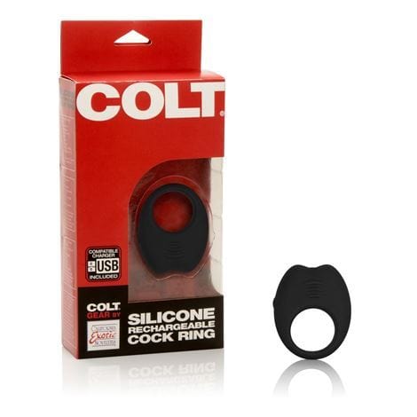 COLT Silicone Rechargeable Cock Ring - Black - Spanksy