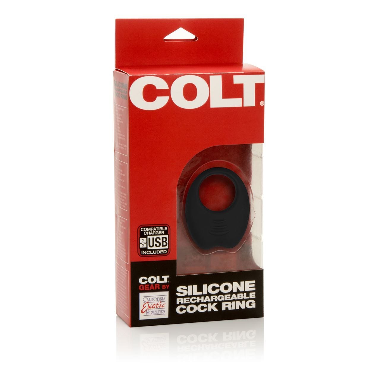COLT Silicone Rechargeable Cock Ring - Black - Spanksy