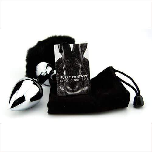 Furry Fantasy Kinky Black Bunny Tail Butt Plug - Spanksy