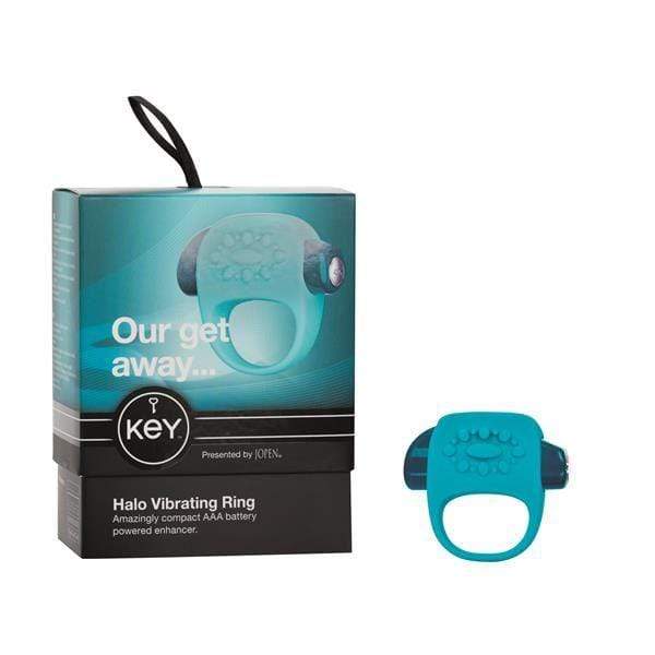 Jopen Cock Rings Key by Jopen Halo Enhancer Cock Ring With Vibrating Clitoral Stimulator Blue