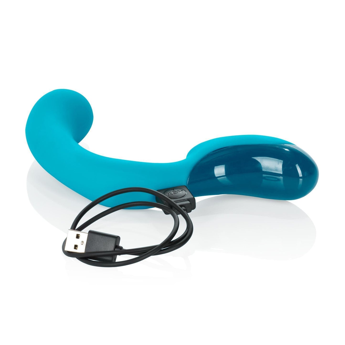 Key by Jopen Skye Rechargeable Ergonomic 'G' Wand G Spot Silicone Vibrator Massager Blue - Spanksy