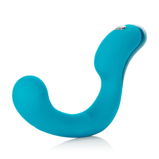 Key by Jopen Skye Rechargeable Ergonomic 'G' Wand G Spot Silicone Vibrator Massager Blue - Spanksy