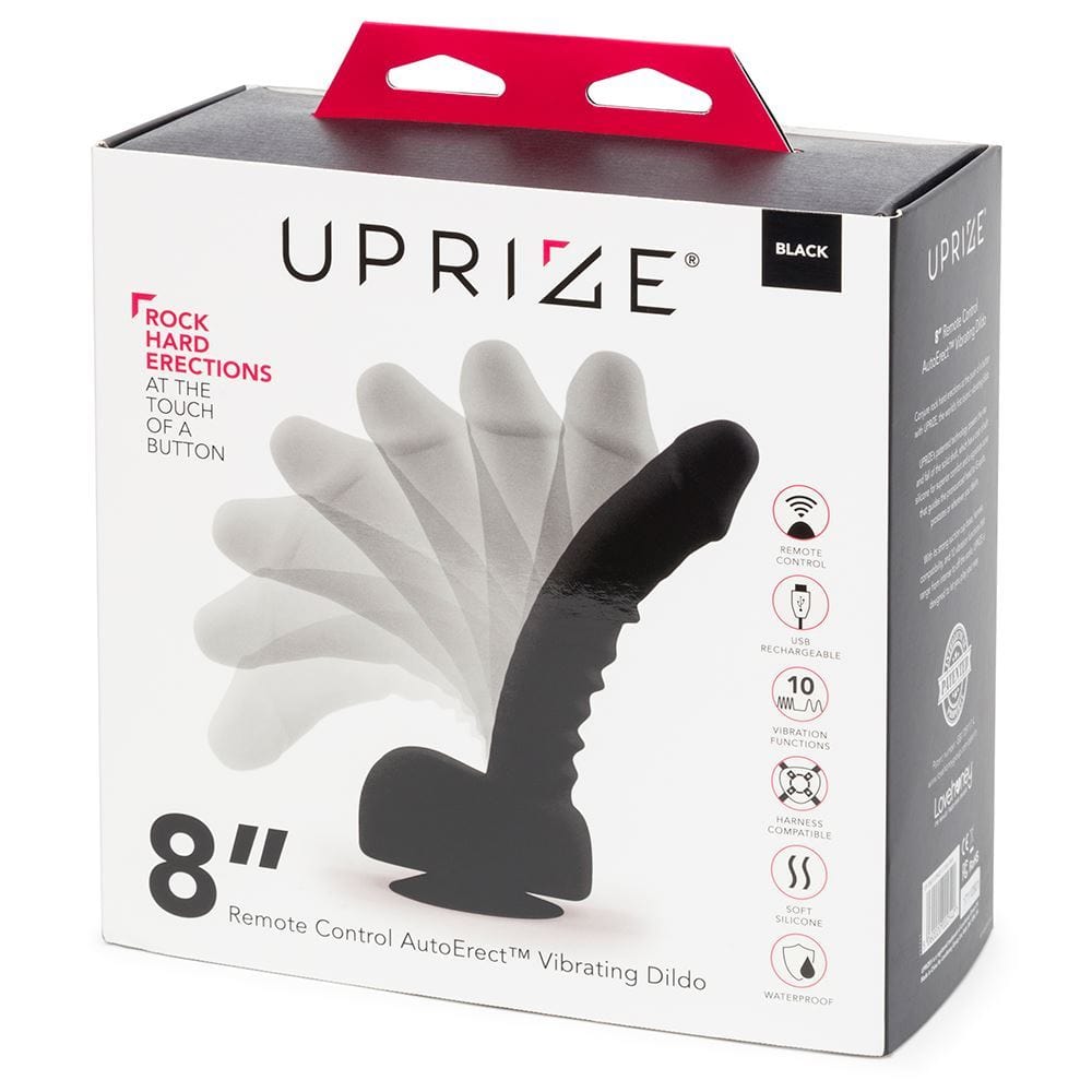 Uprize Remote Control Rising 8 Inch Vibrating Realistic Dildo in Black - Spanksy