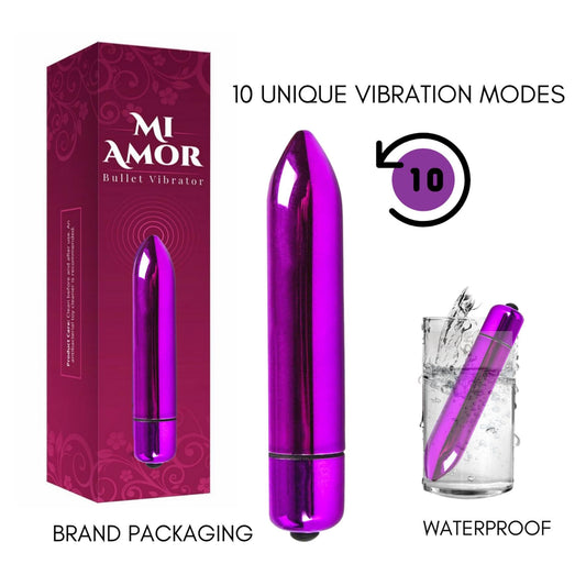 Bullet Vibrator Metallic Purple 10 Functions - Spanksy
