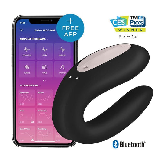 Satisfyer App Enabled Double Joy - Black - Spanksy