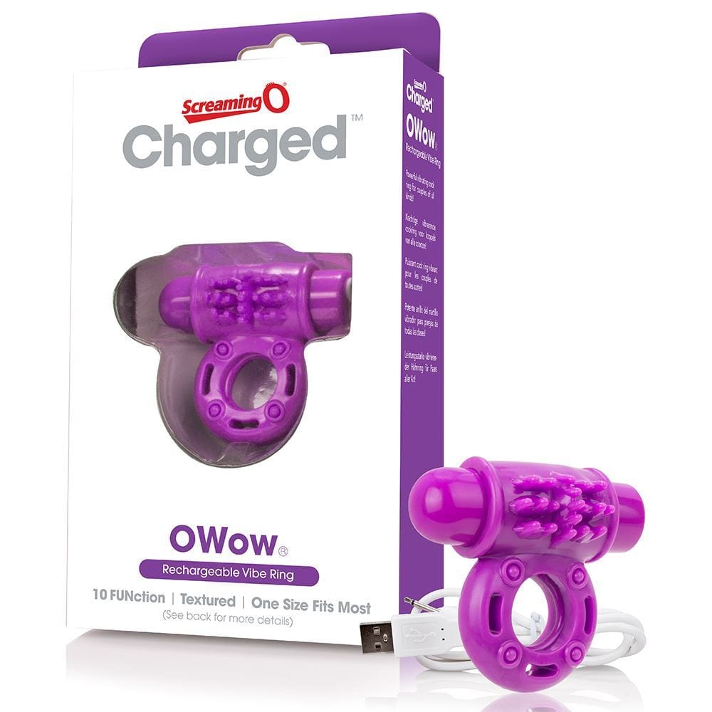Screaming O Charged OWow Vibrating Cock Ring - Purple - Spanksy