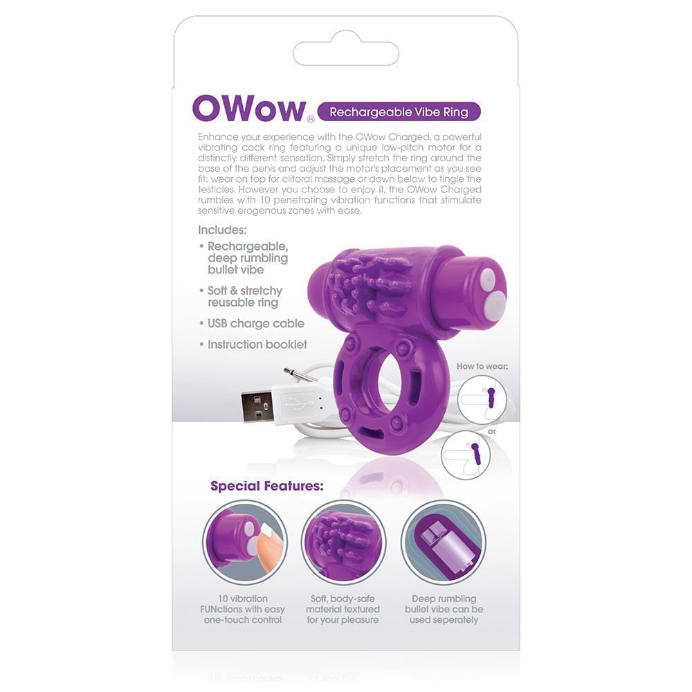 Screaming O Charged OWow Vibrating Cock Ring - Purple - Spanksy
