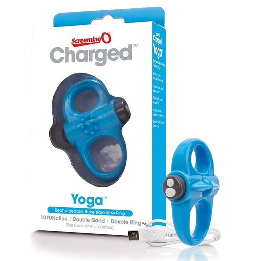Screaming O Charged Yoga Vibrating Cock Ring - Blue - Spanksy