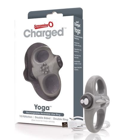 Screaming O Charged Yoga Vibrating Cock Ring - Grey - Spanksy