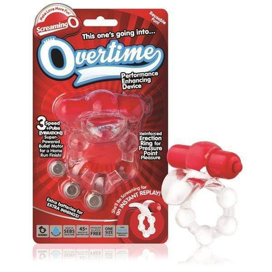 Screaming O Overtime Vibrating Cock Ring With Three Speeds For Endurance Red - Spanksy