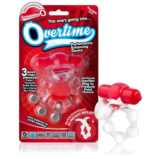 Screaming O Overtime Vibrating Cock Ring With Three Speeds For Endurance Red - Spanksy