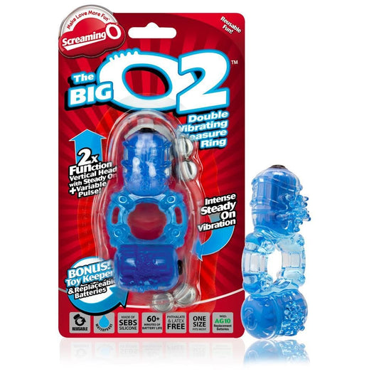 Screaming O The Big O2 Vibrating Cock Ring With Clitoral Stimulator In Blue - Spanksy