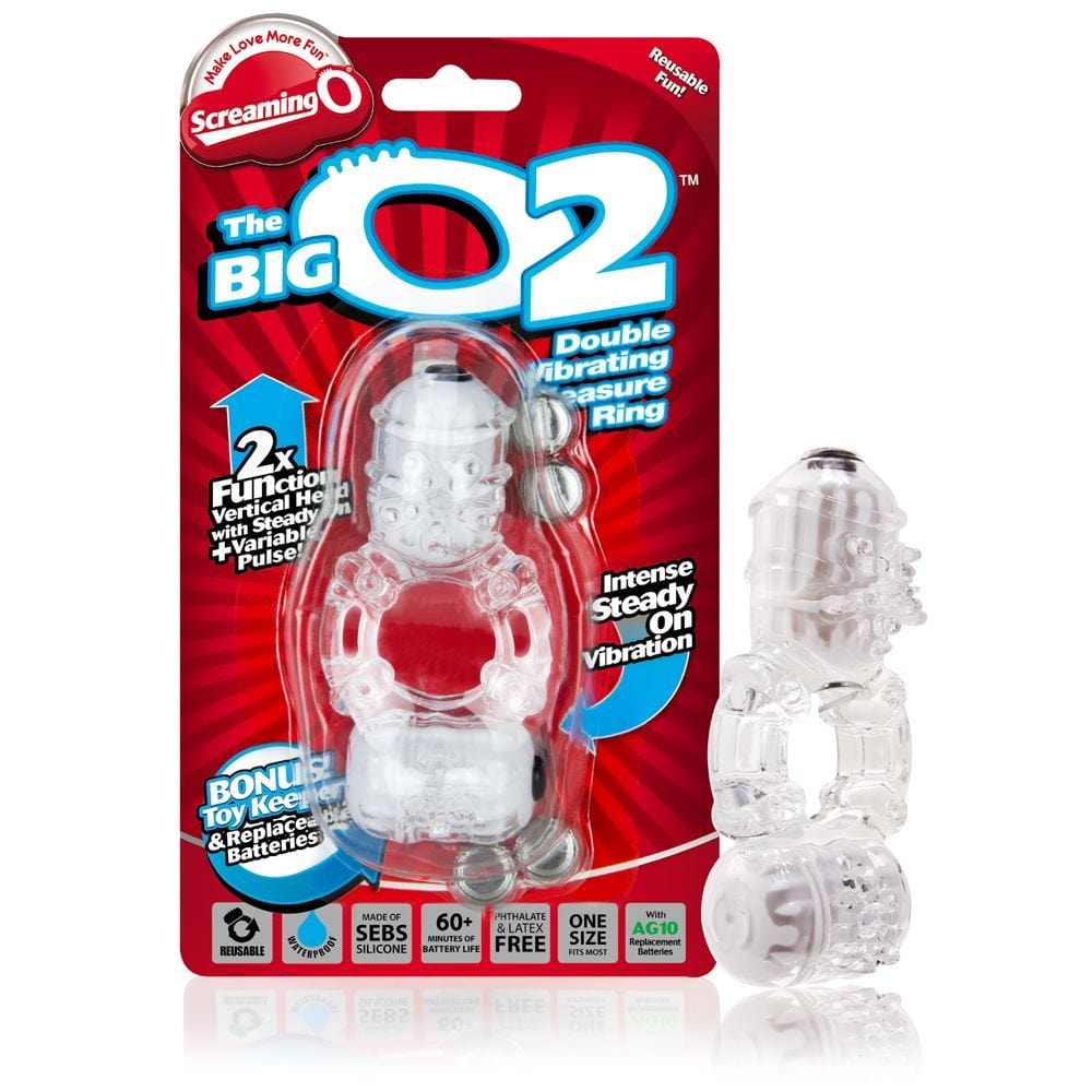 Screaming O The Big O2 Vibrating Cock Ring With Clitoral Stimulator In Clear - Spanksy