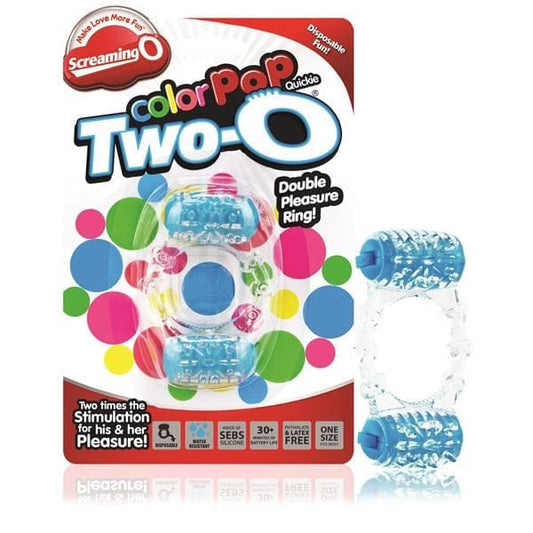 Screaming O Colour Pop Quickie Cock Ring With Two Vibrating Stimulators Blue - Spanksy