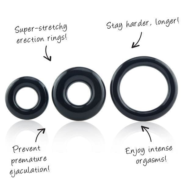 Screaming O RingO's 3 Multi Sized Cock Rings Black - Spanksy