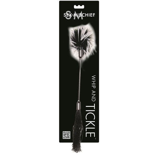 Sex and Mischief Two Sided Whip & Tickler For Bondage Play In Black & White - Spanksy