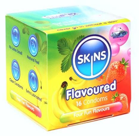 Skins Condoms Flavours Cube 16 Pack - Spanksy