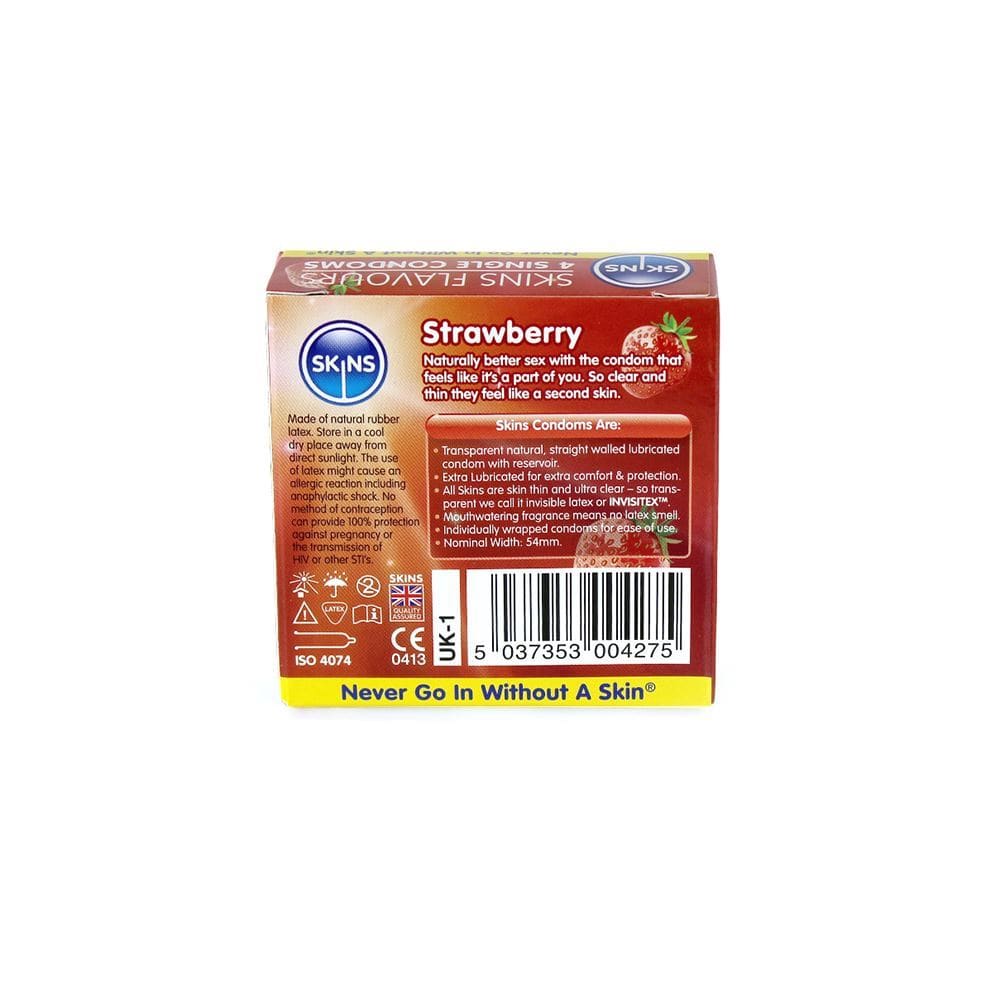 Skins Condoms Strawberry 4 Pack - Spanksy