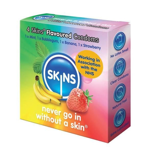 Skins Flavours Assorted Condoms in Pack of 4 - Spanksy