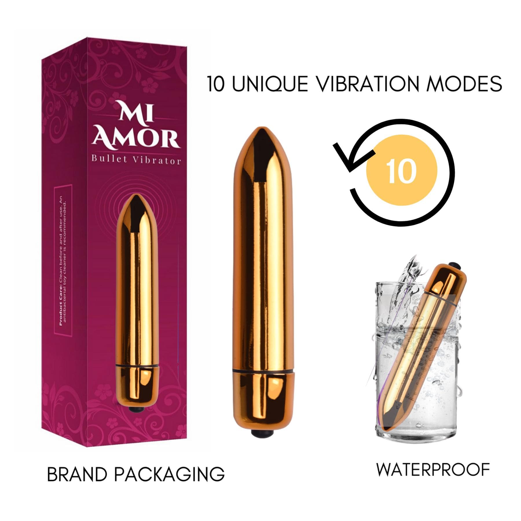 Bullet Vibrator Gold 10 Functions - Spanksy