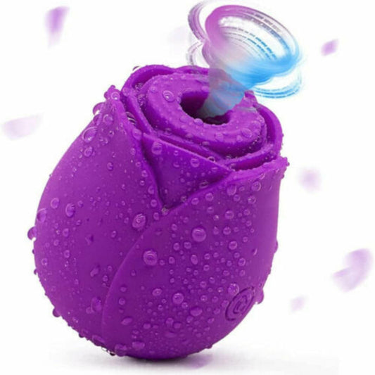 Rose Clit Suction Sucker Vibrator 10 Mode Sex Toy Purple Waterproof Rechargeable - Spanksy